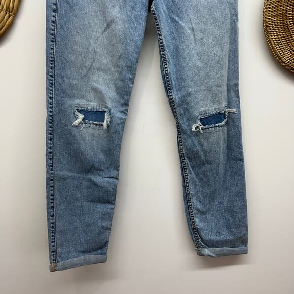 Abercrombie Kids Blue Distressed Mid Rise Boyfriend Jeans Denim Girls 17/18 LONG - Picture 4 of 5